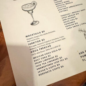 Mocktail Menu at Neno's on Monroe Ave in Rochester